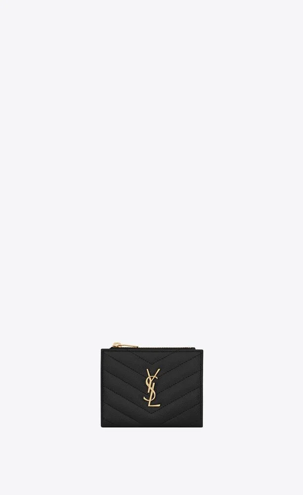 생로랑 모노그램 2단 지갑 블랙 골드