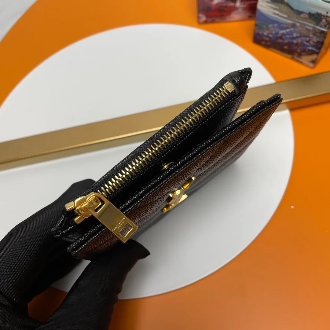 생로랑 모노그램 2단 지갑 블랙 골드