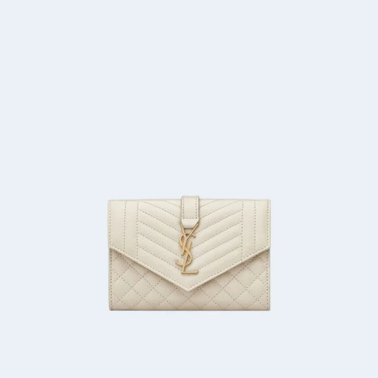 생로랑 엔벨로프 스몰 지갑 화이트 골드