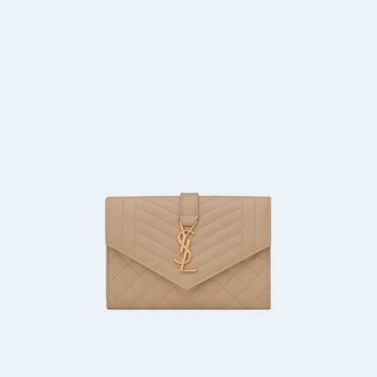 생로랑 엔벨로프 스몰 지갑 베이지 골드