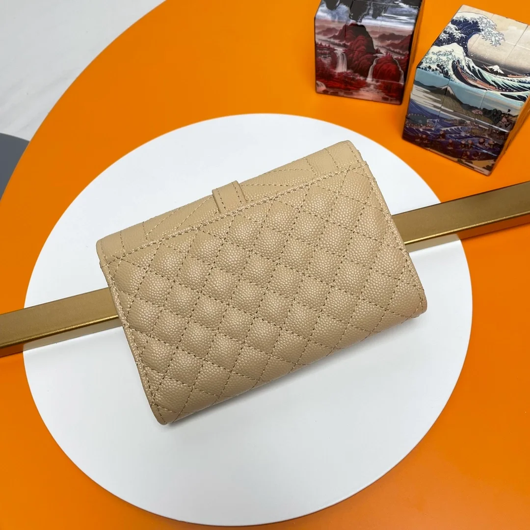 생로랑 엔벨로프 스몰 지갑 베이지 골드