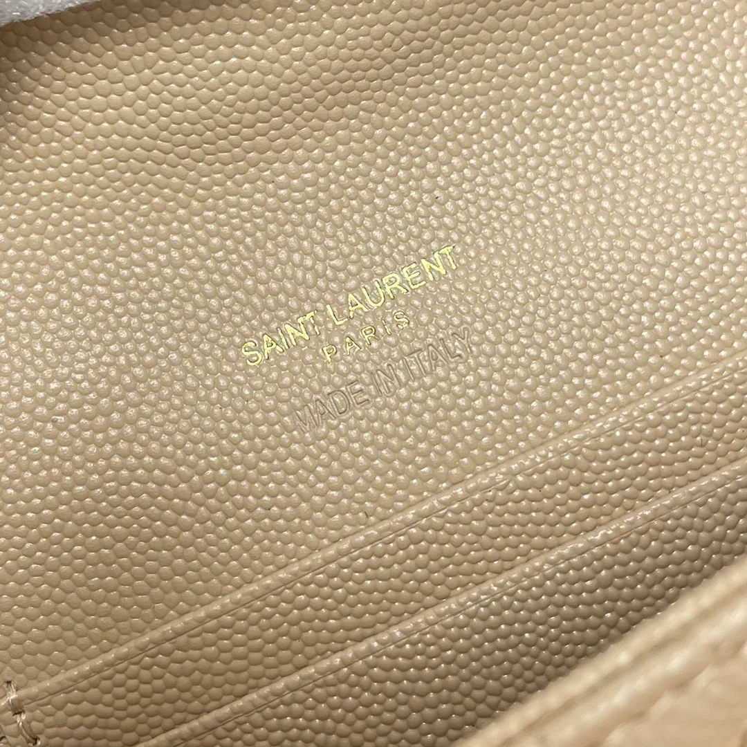 생로랑 엔벨로프 스몰 지갑 베이지 골드