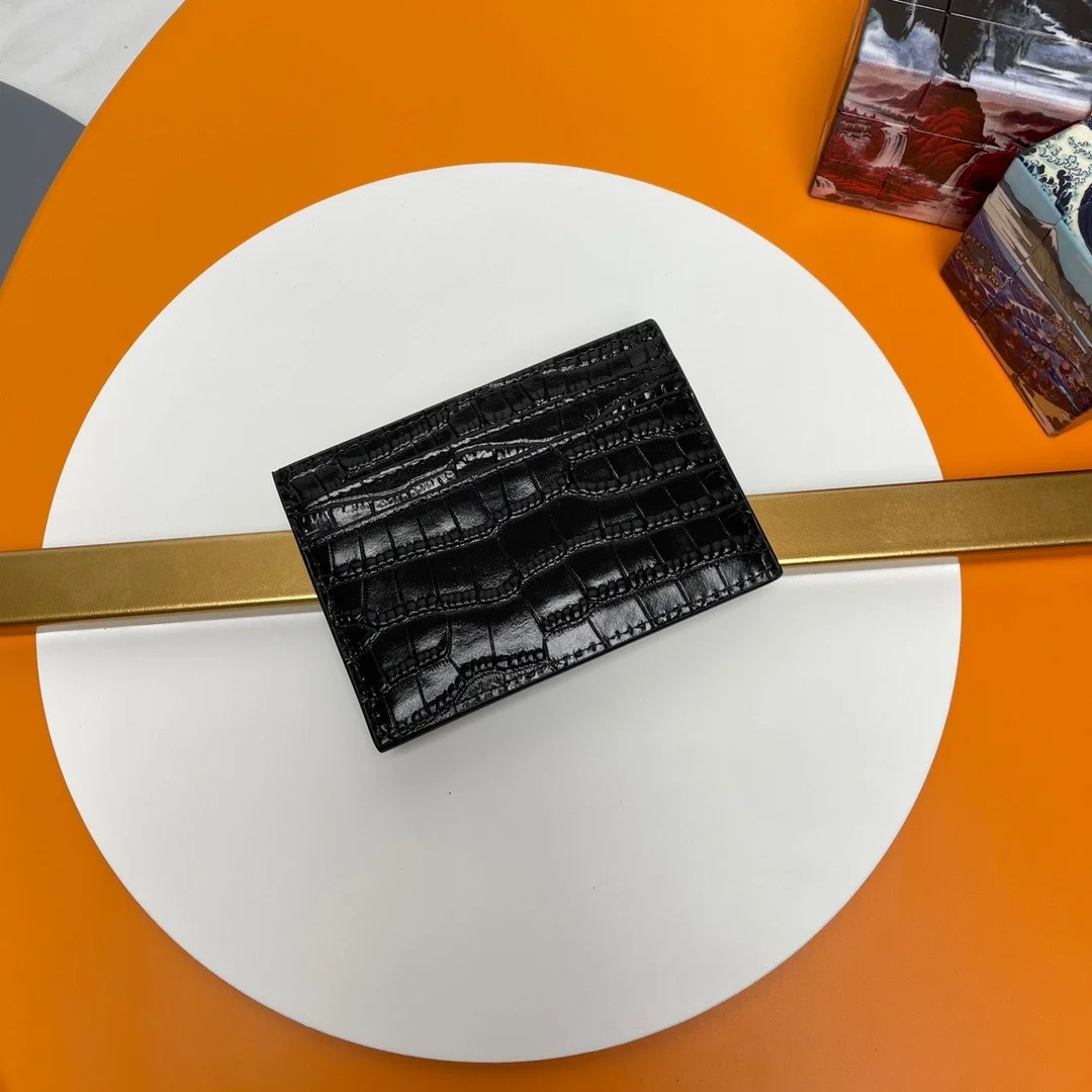 생로랑 크로커다일 카산드라 카드 케이스 블랙