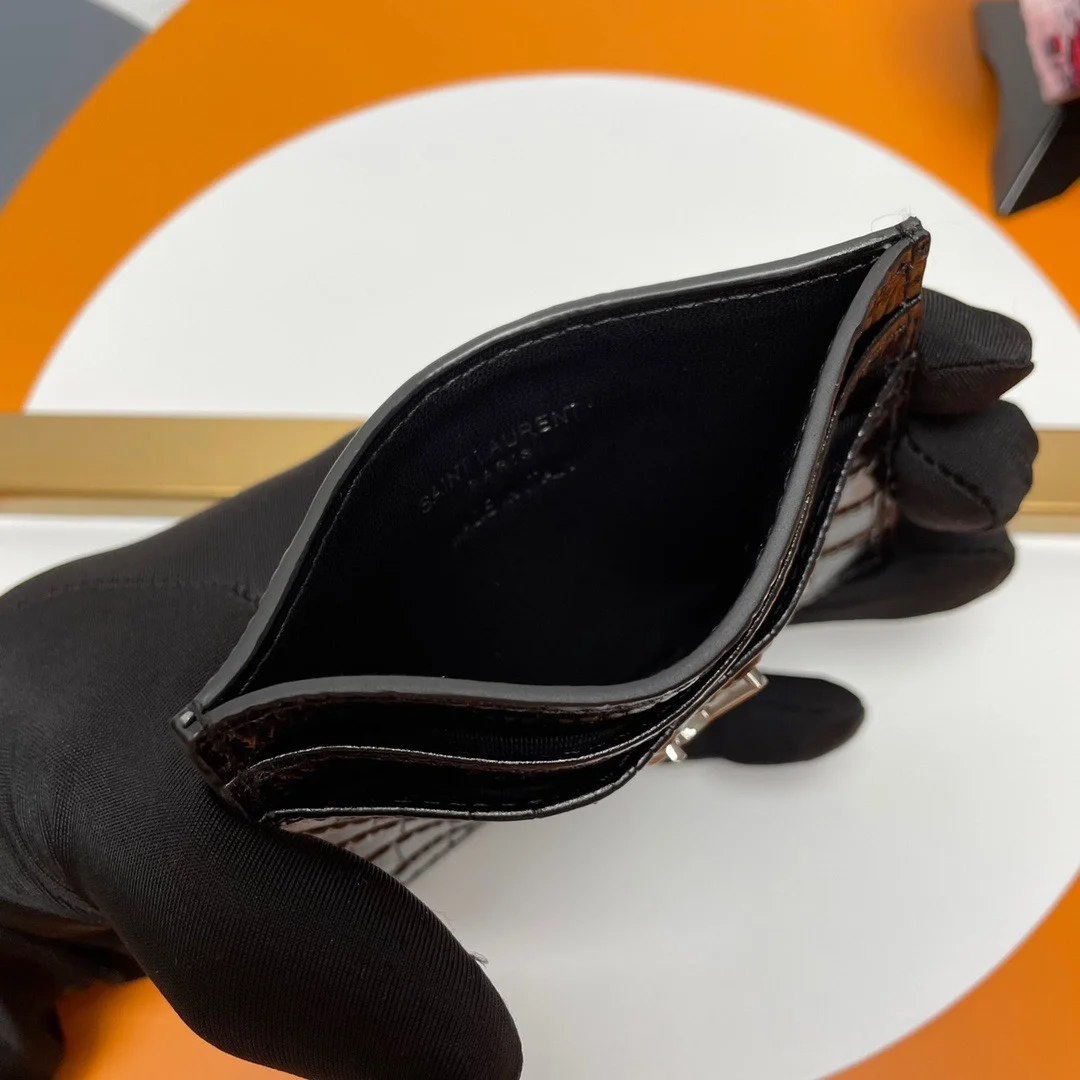 생로랑 크로커다일 카산드라 카드 케이스 블랙