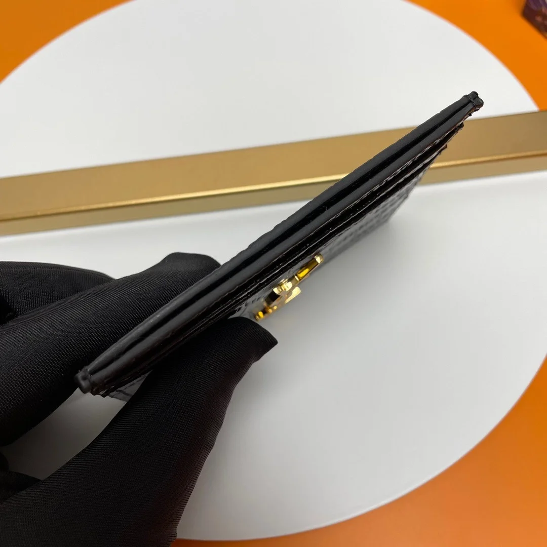 생로랑 크로커다일 카산드라 카드 케이스 블랙