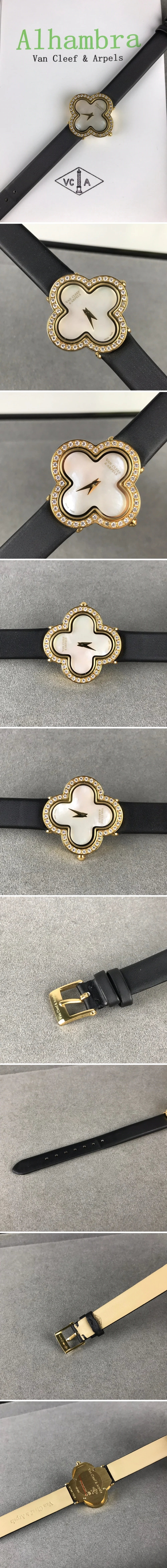 반클리프 앤 아펠 스몰 알함브라 오닉스 화이트 블랙