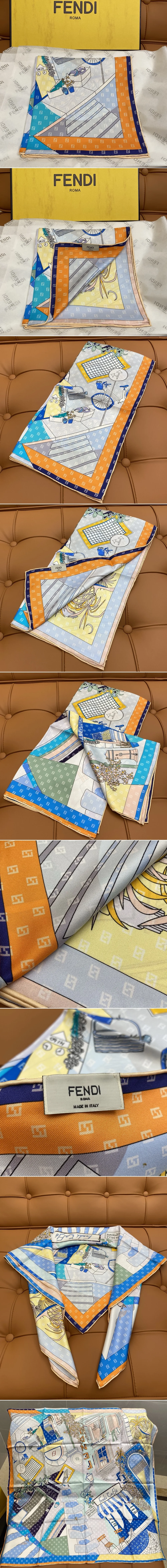 펜디 스카프 FF 스퀘어 실크 스카프