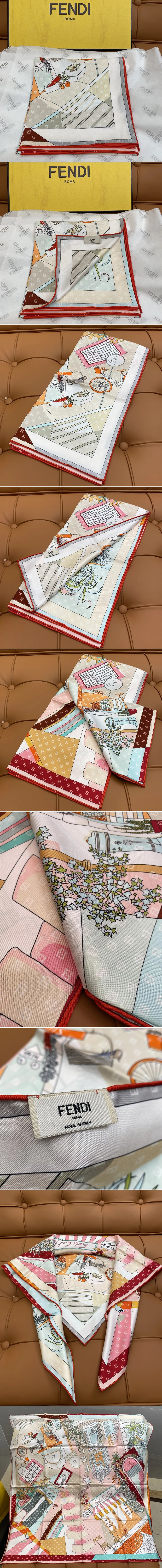 펜디 스카프 FF 스퀘어 실크 스카프