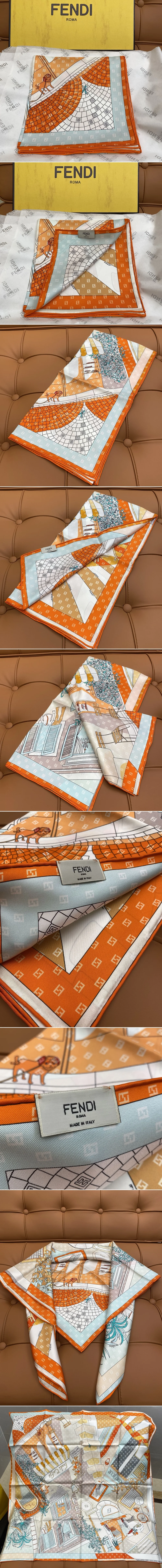 펜디 스카프 FF 스퀘어 실크 스카프