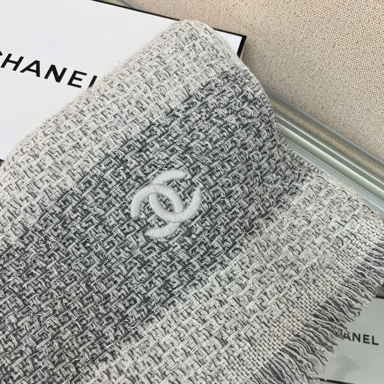 샤넬 cc 로고 머플러 울 100%