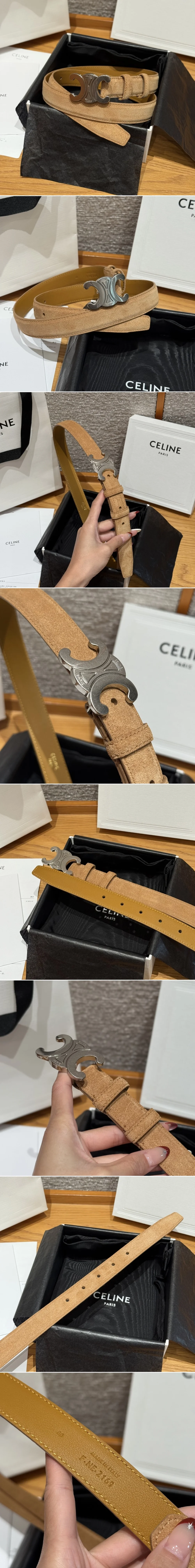 셀린느 트리옹프 벨트 스웨이드 25mm