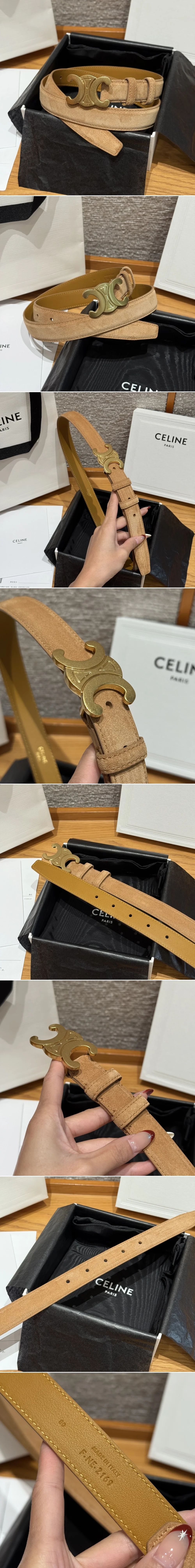 셀린느 트리옹프 벨트 스웨이드 25mm 금장