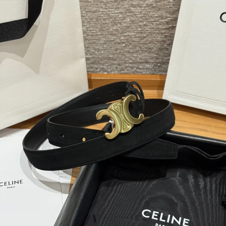 셀린느 트리옹프 벨트 스웨이드 25mm 금장