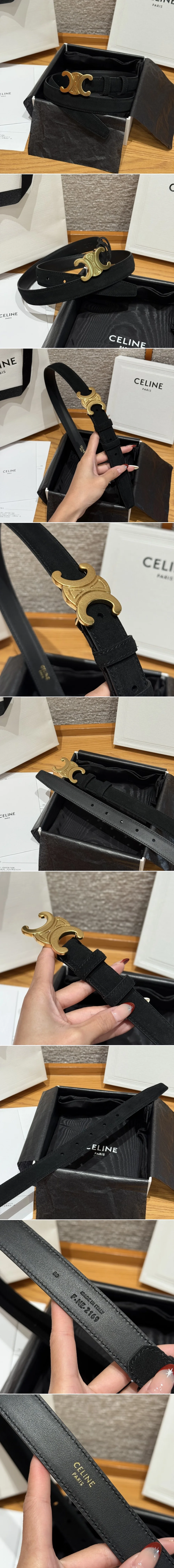 셀린느 트리옹프 벨트 스웨이드 25mm 금장