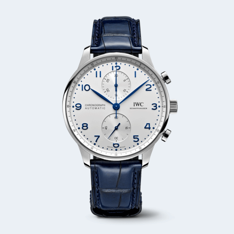 IWC 포르투기저 화이트다이얼 블루핸즈 버티컬