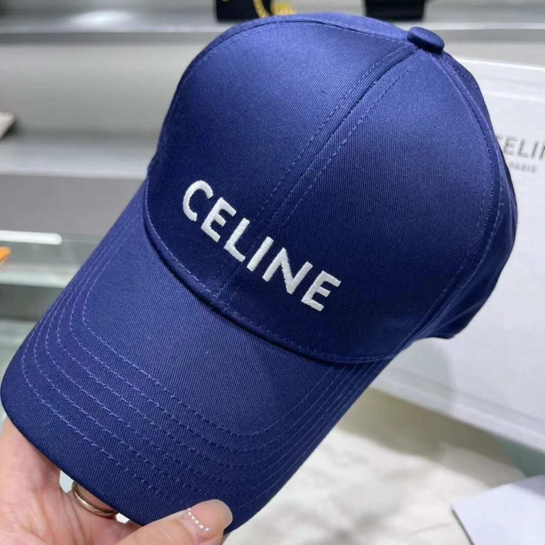 셀린느 자수 로고 코튼 베이스 볼캡 네이비