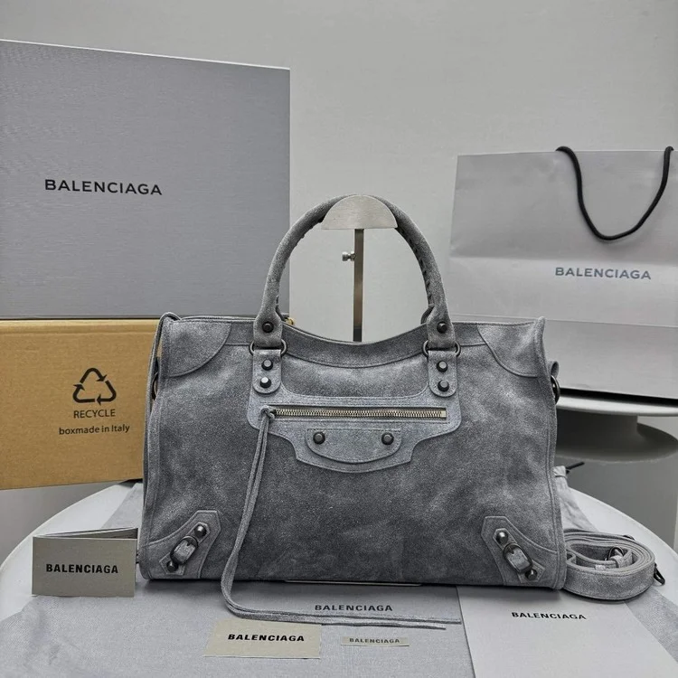 발렌시아가 시티백 스웨이드 38cm