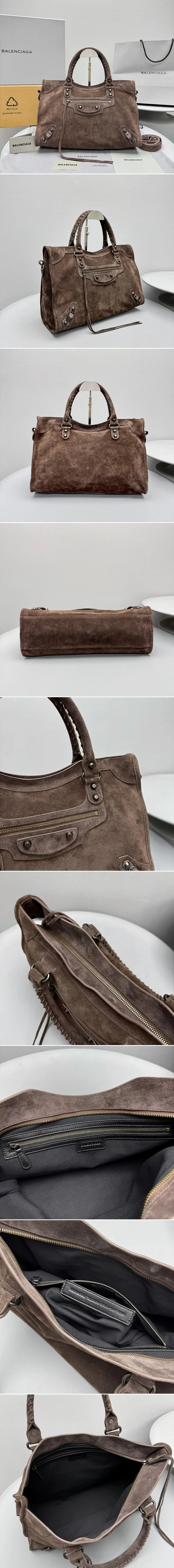 발렌시아가 시티백 스웨이드 38cm