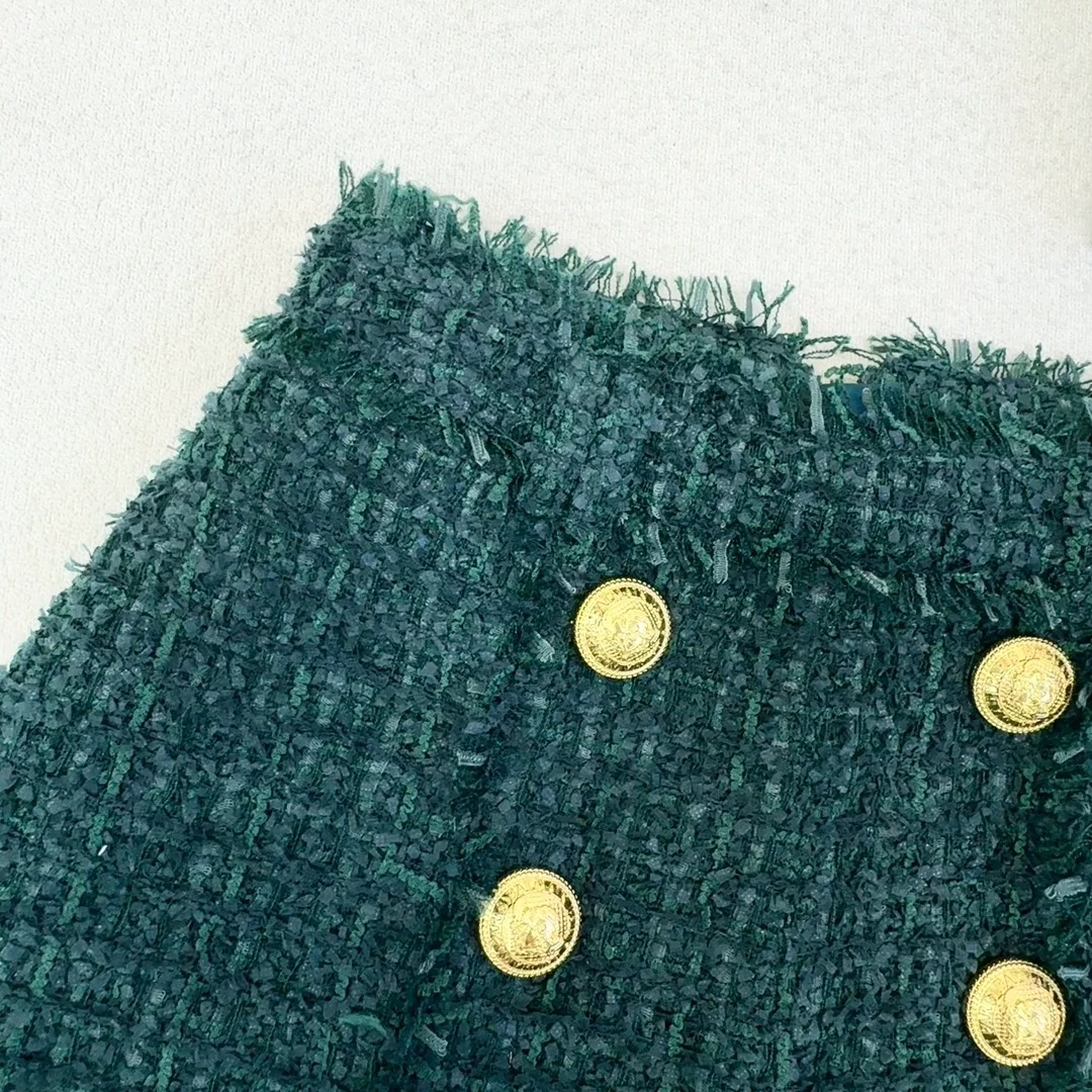 발망 다크 그린 트위드 하이라이즈 미니 쇼츠