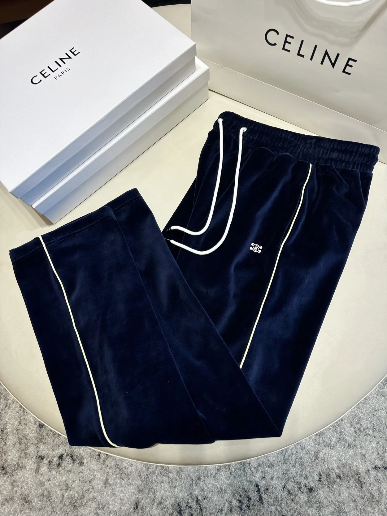 셀린느 벨벳 저지 트랙수트 팬츠 미드나잇