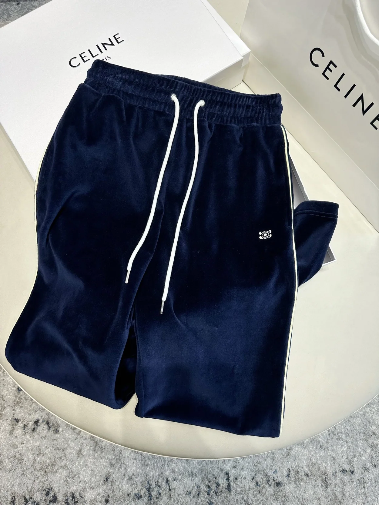 셀린느 벨벳 저지 트랙수트 팬츠 미드나잇