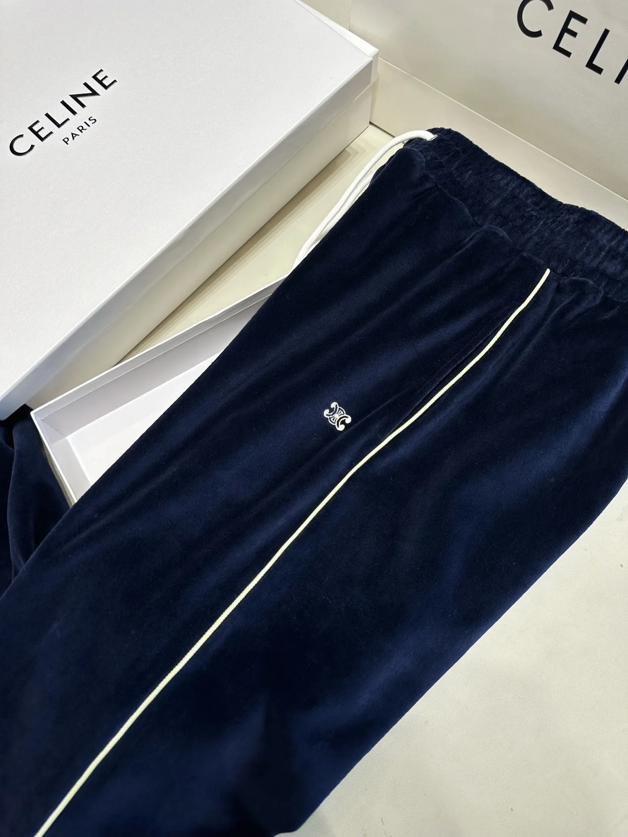 셀린느 벨벳 저지 트랙수트 팬츠 미드나잇