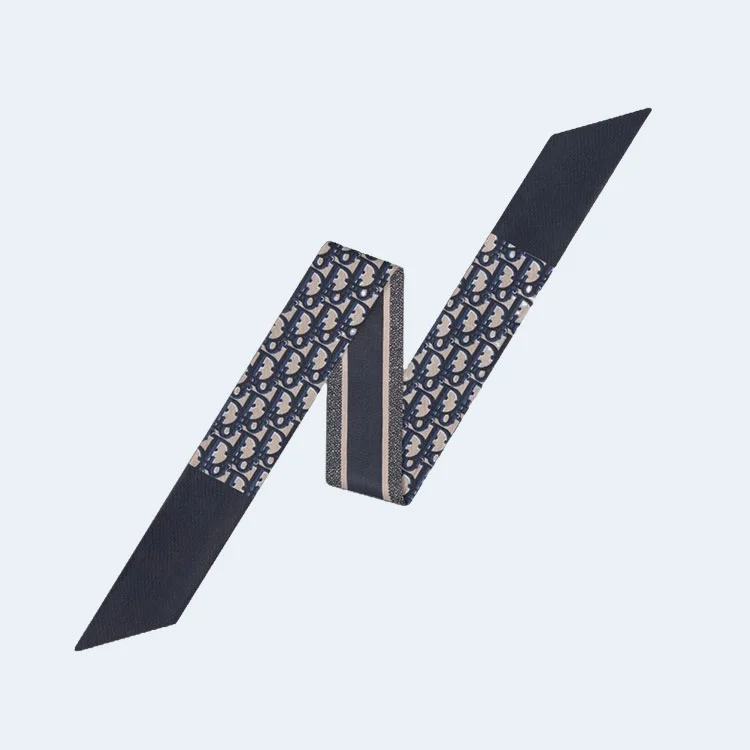 디올 오블리크 실크 트윌 미차 네이비 스카프