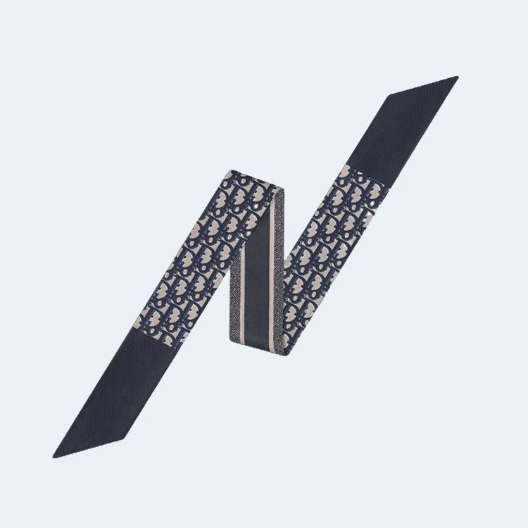 디올 오블리크 실크 트윌 미차 네이비 스카프