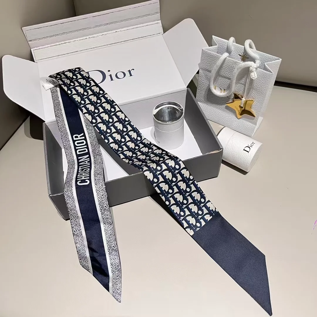 디올 오블리크 실크 트윌 미차 네이비 스카프