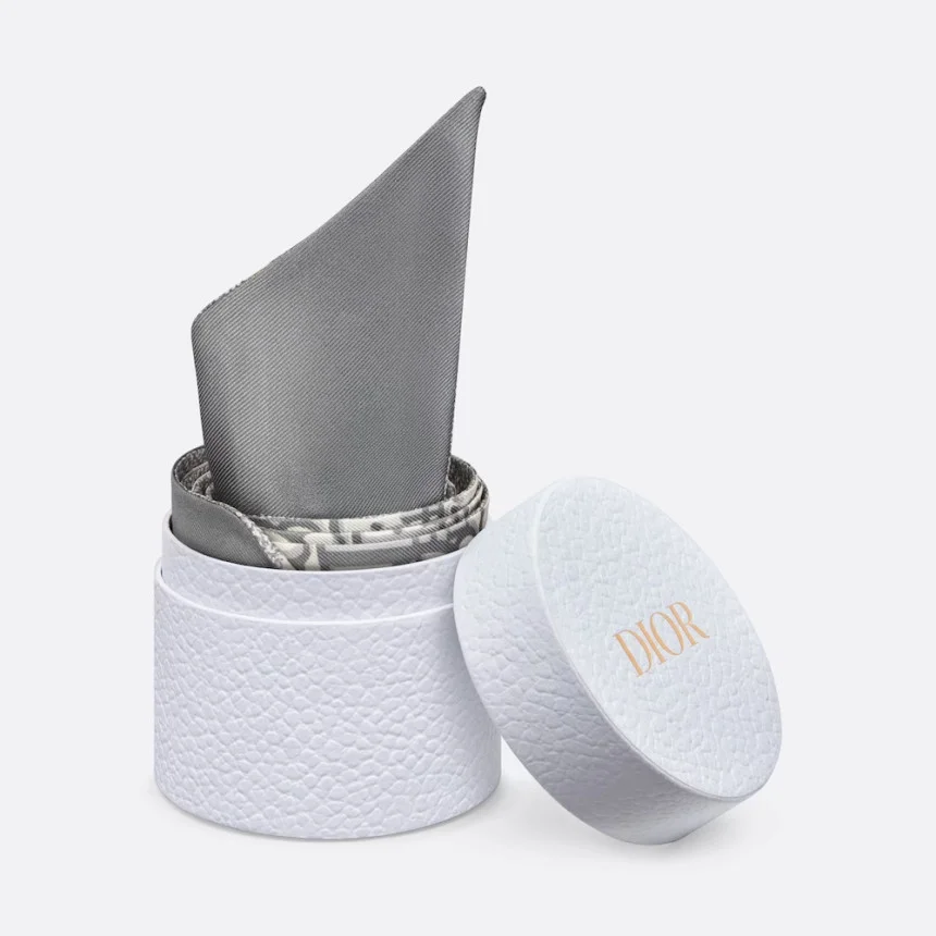 디올 오블리크 그레이 실크 트윌 미차 스카프