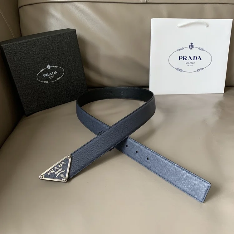 프라다 삼각 사피아노 네이비 벨트