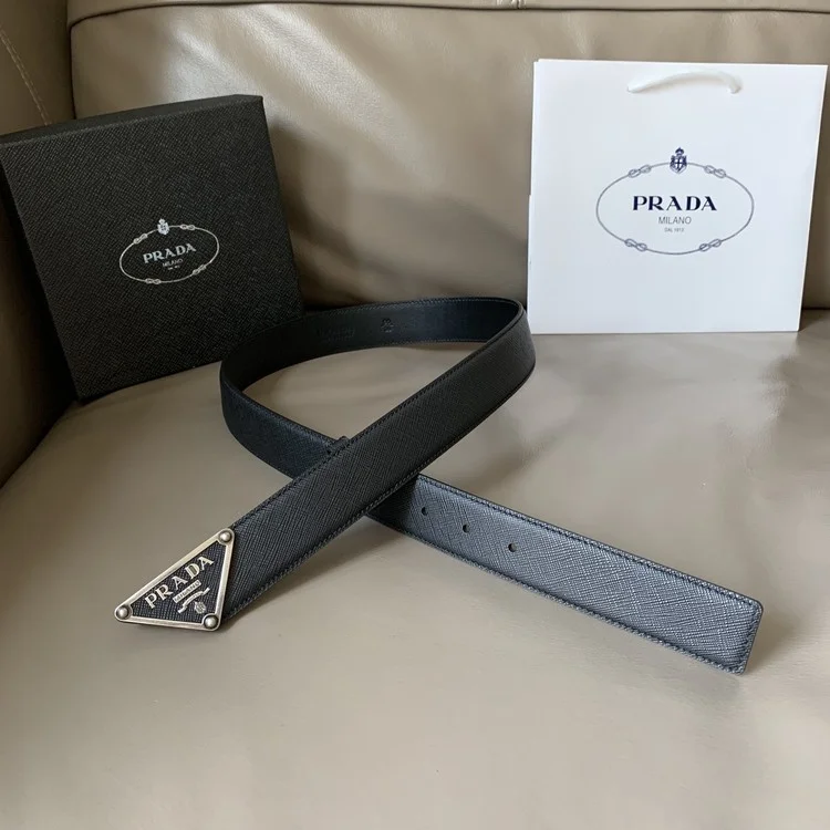 프라다 삼각 사피아노 블랙 벨트