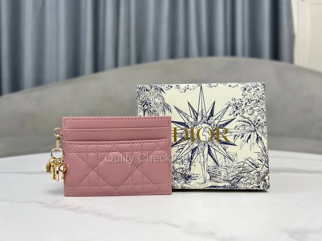 디올 레이디 5-슬롯 카드 지갑 핑크
