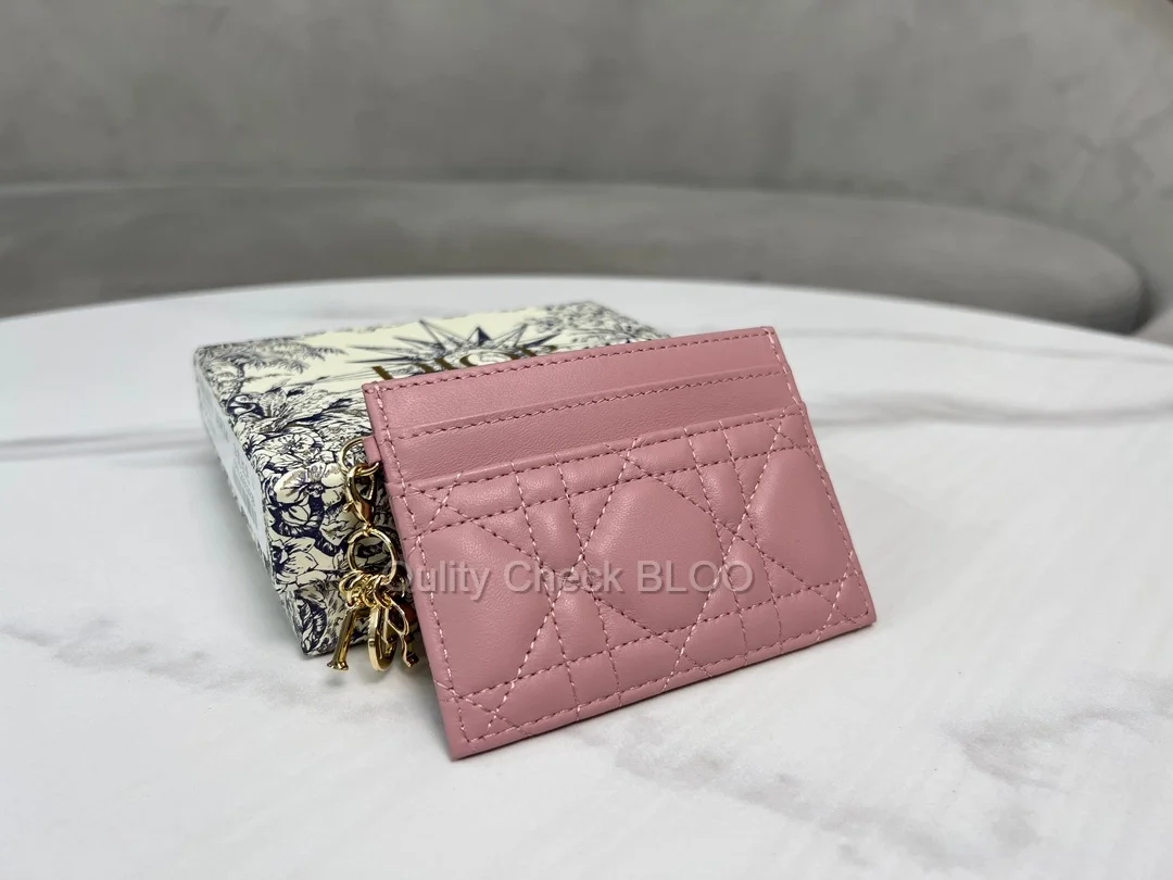 디올 레이디 5-슬롯 카드 지갑 핑크