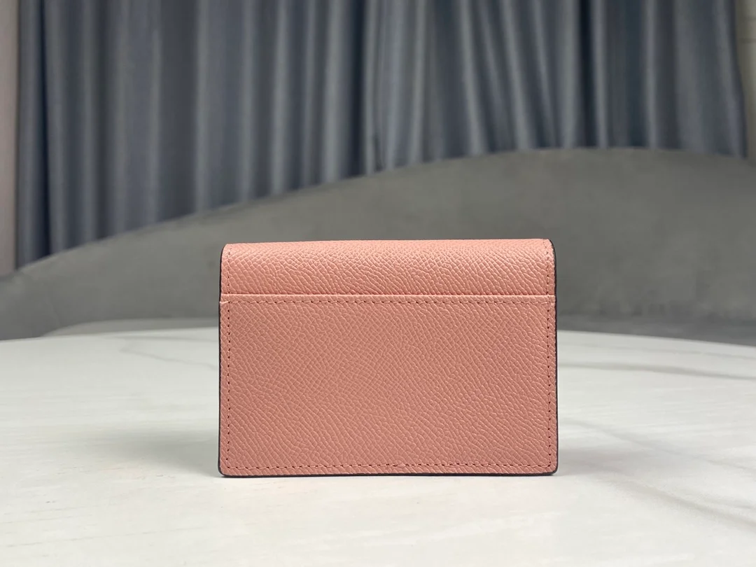 디올 새들 플랩 카드 지갑 핑크