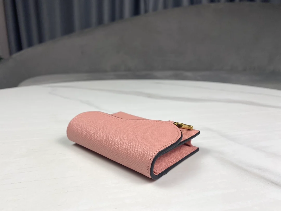 디올 새들 플랩 카드 지갑 핑크