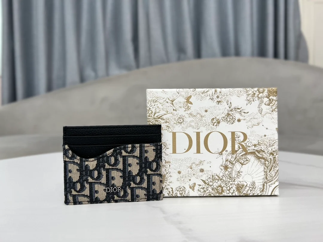 디올 새들 카드 지갑 베이지