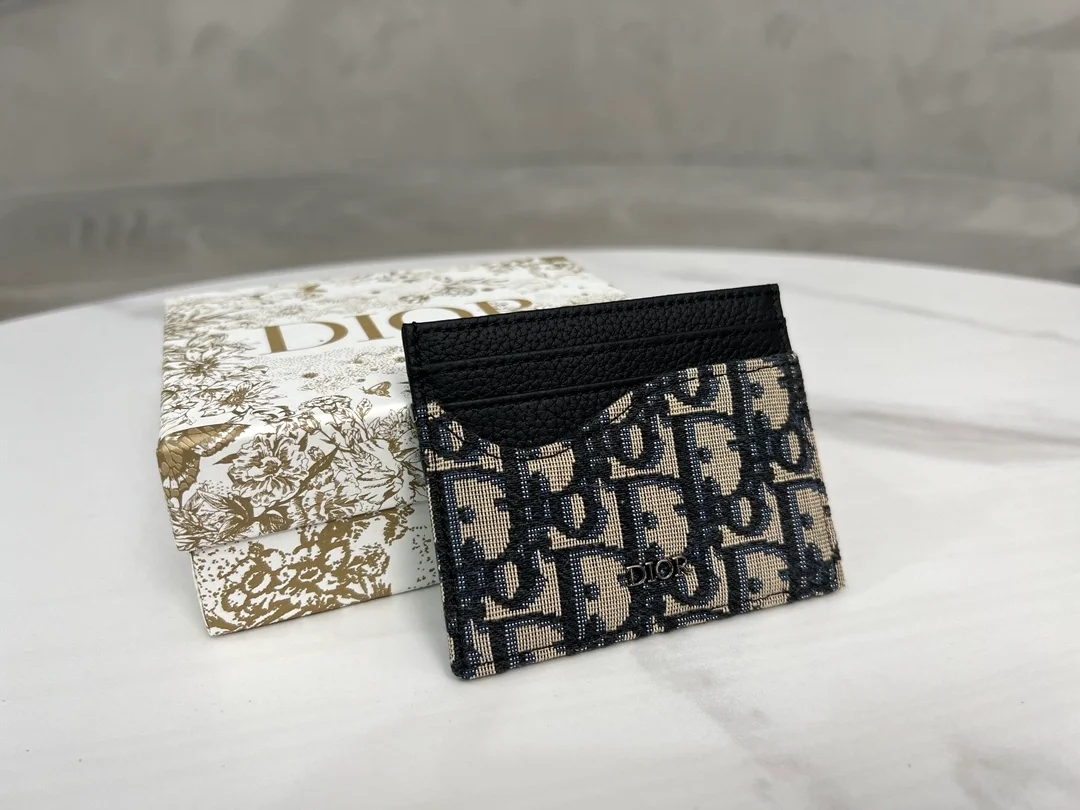 디올 새들 카드 지갑 베이지