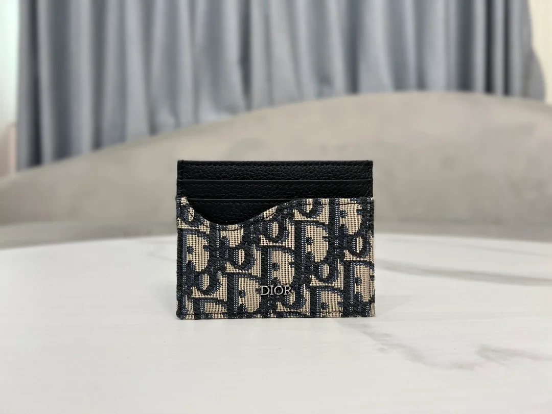 디올 새들 카드 지갑 베이지