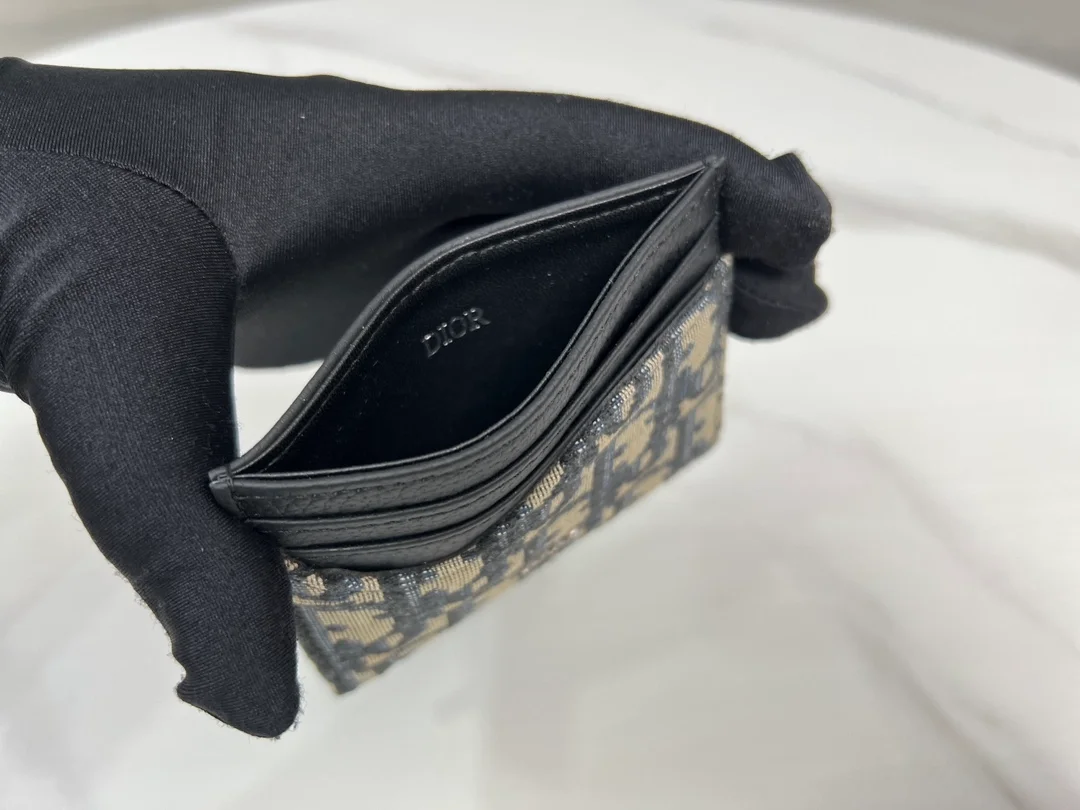 디올 새들 카드 지갑 베이지