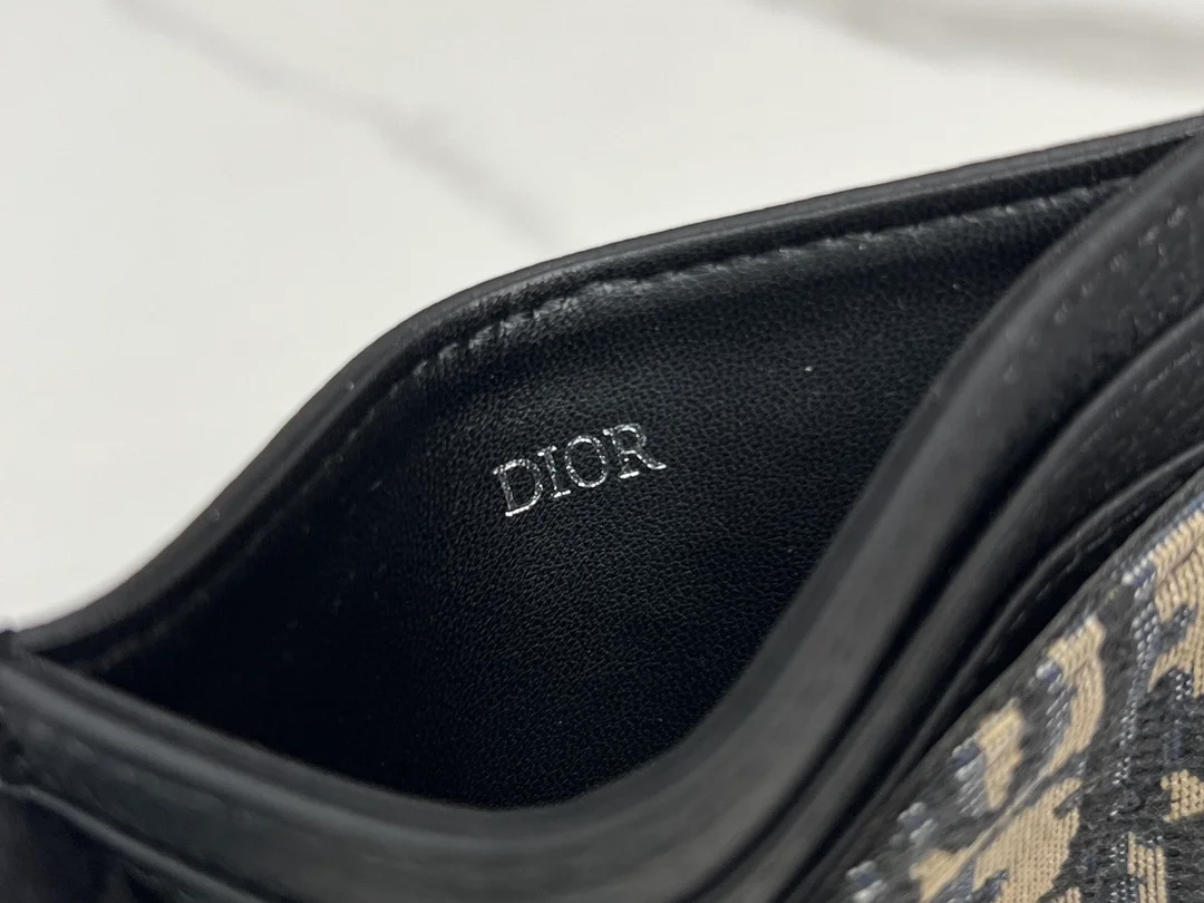 디올 새들 카드 지갑 베이지