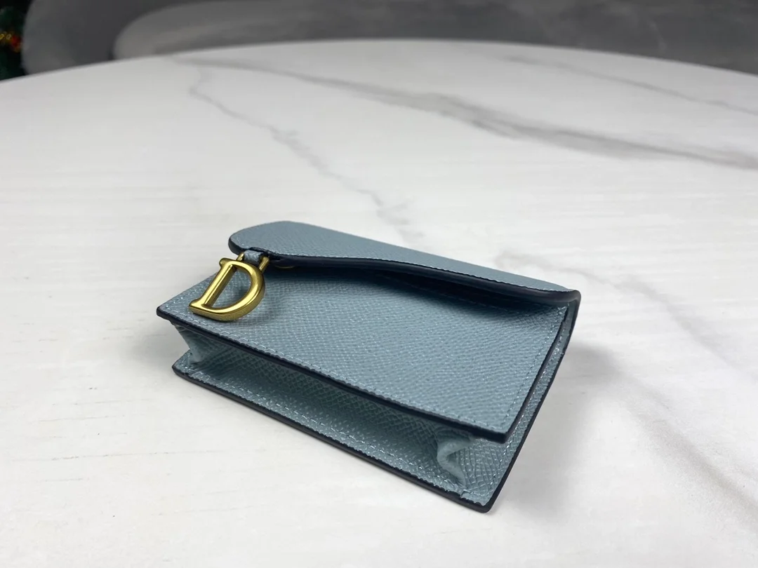 디올 새들 플랩 카드 지갑 블루