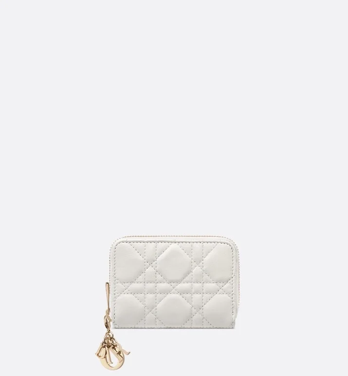 디올 레이디 VOYAGEUR 스몰 동전 지갑 화이트