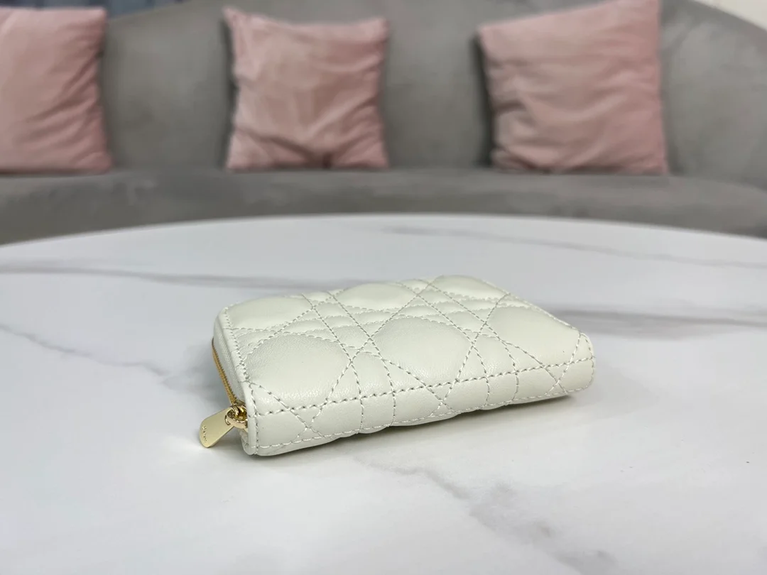 디올 레이디 VOYAGEUR 스몰 동전 지갑 화이트