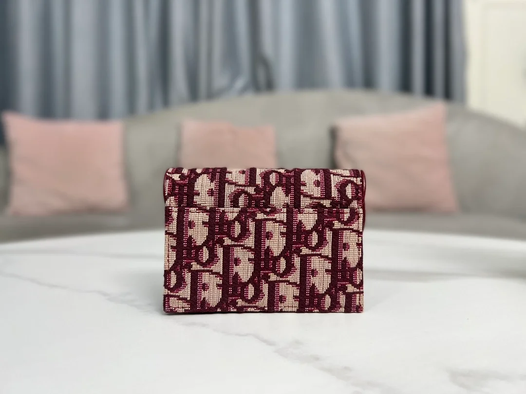 디올 오블리크 플랩 미니 카드지갑 레드