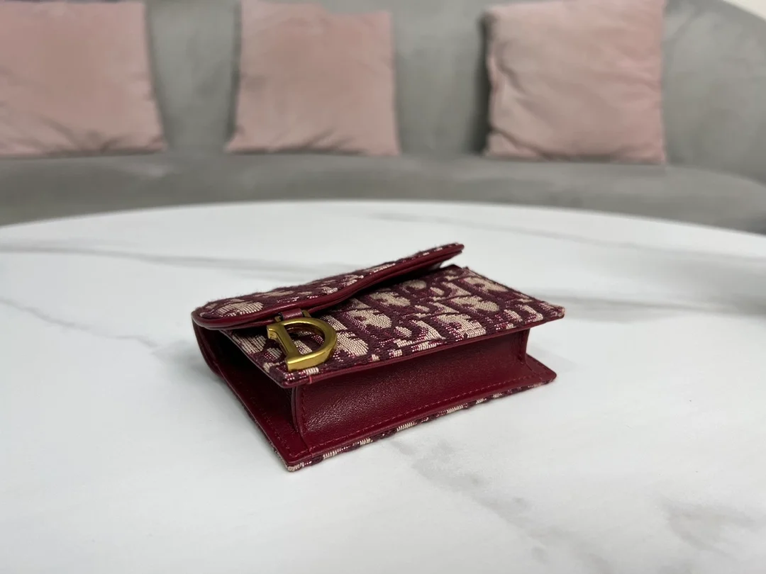 디올 오블리크 플랩 미니 카드지갑 레드