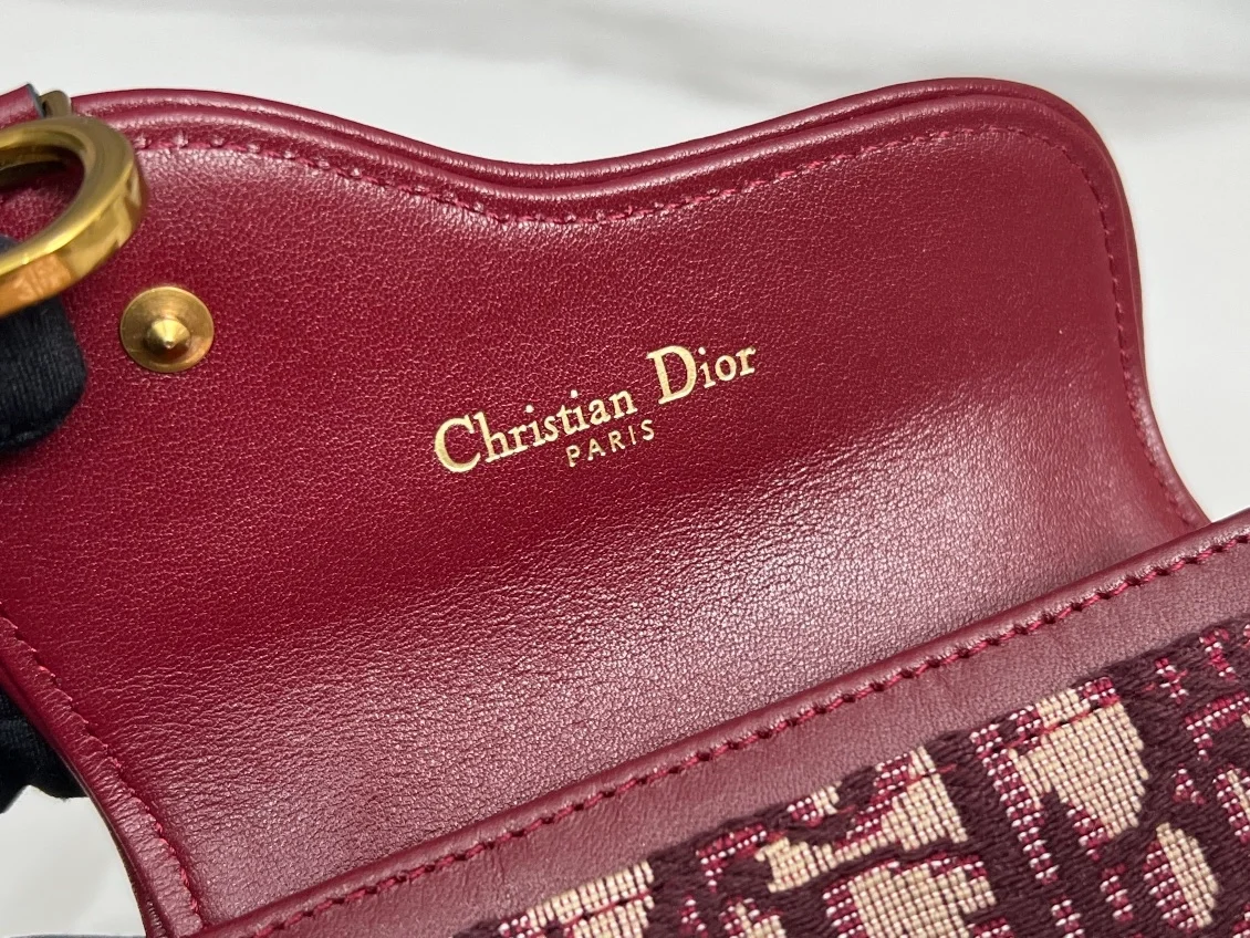 디올 오블리크 플랩 미니 카드지갑 레드