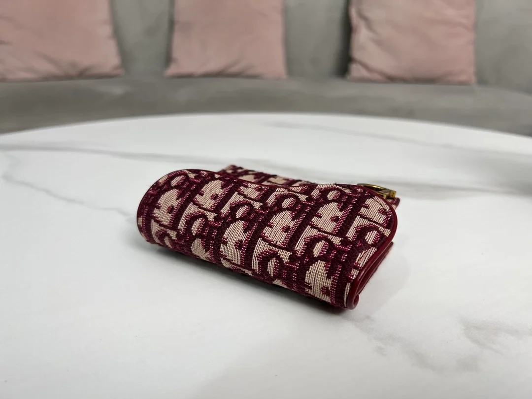 디올 오블리크 플랩 미니 카드지갑 레드