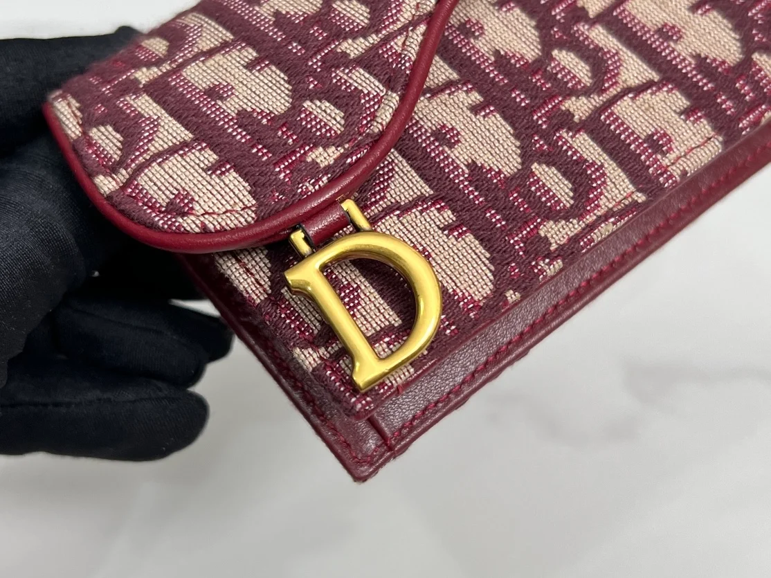 디올 오블리크 플랩 미니 카드지갑 레드