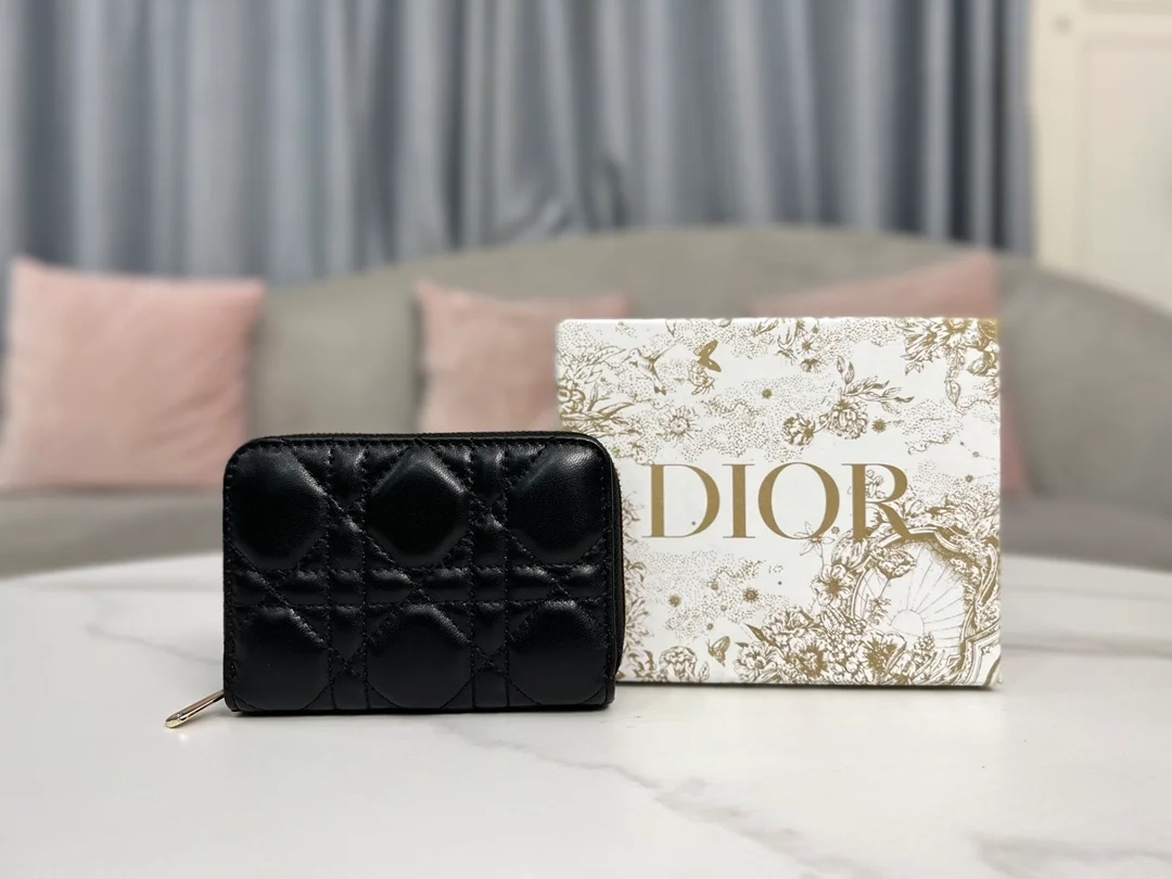 디올 레이디 VOYAGEUR 스몰 동전 지갑 블랙